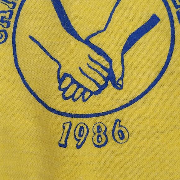 Vintage 1986 Screen-Stars Shirt Womens M/L 18x24 Yellow USA - Picture 11 of 13